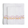 CUSTOM CLASSIC FLOWER TERRY BATH AND HAND TOWEL SET - TERRA COTTA & YELLOW